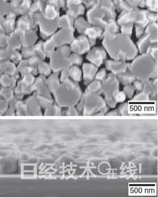 以石墨烯為中間層在硅（100）面上形成的GaN結(jié)晶。SEM圖像。（照片由Graphenea公司提供