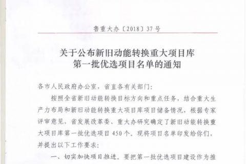 利特納米入列山東省新舊動(dòng)能轉(zhuǎn)換重大項(xiàng)目庫第一批優(yōu)選項(xiàng)目名單